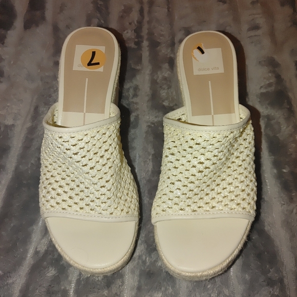 Dolce Vita Cream Woven Mules, Size 7 No Box NWT - Picture 2 of 6